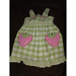 Sophie rose strawberry green plaid dress size 12 months